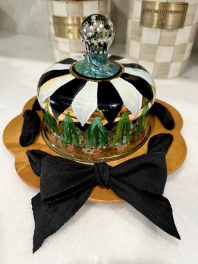 🎀 MacKenzie-Childs Hand-Painted Glass Dome Cheese Set 🎀